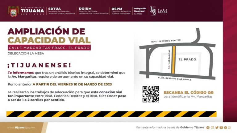 Incrementará Ayuntamiento carriles en ambos sentidos de avenida Margaritas