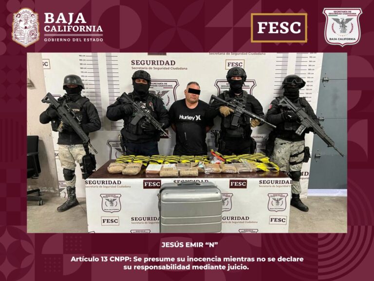Detienen a sujeto que transportaba 23 kilos de fentanilo y 6 kilos de heroína