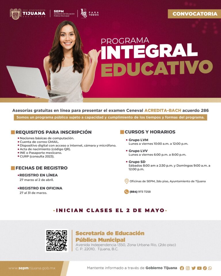 Invita Ayuntamiento a la población adulta a acreditar sus estudios de bachillerato