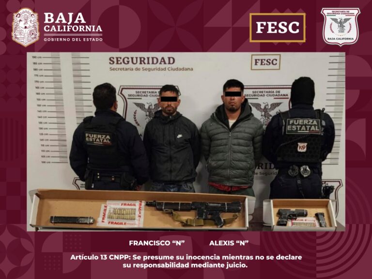 Detiene la FESC a dos hombres con armas de fuego