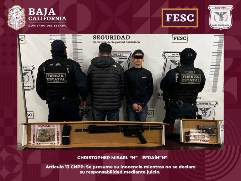 Captura Fuerza Estatal a joven y un adolescente armados
