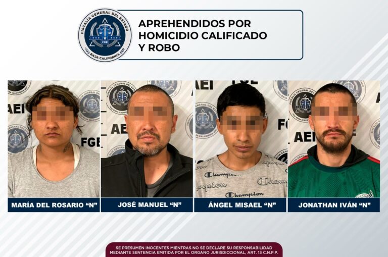 Aprehende la FGE a cuatro presuntos pistoleros de una banda criminal