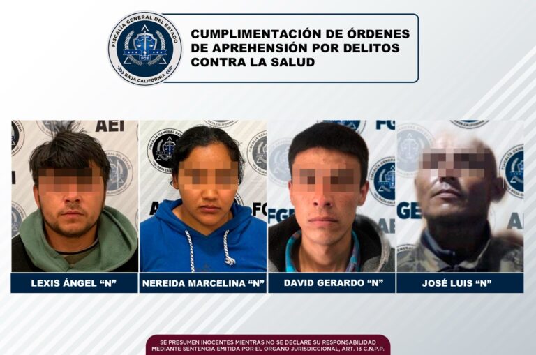 Aprehenden a tres hombres y una mujer por delitos contra la salud
