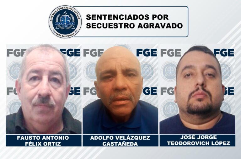 Logra FGE sentencia de 50 años de cárcel para cada uno de tres secuestradores