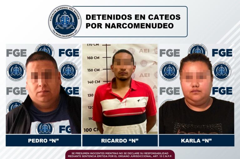 Detiene la FGE a tres en cateos por narcomenudeo
