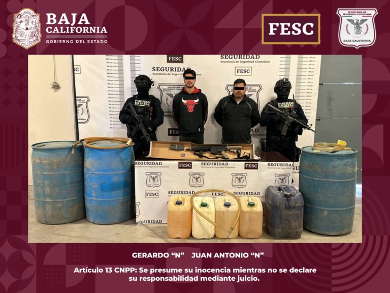 Detienen en flagrancia a un par de presuntos ‘huachicoleros’