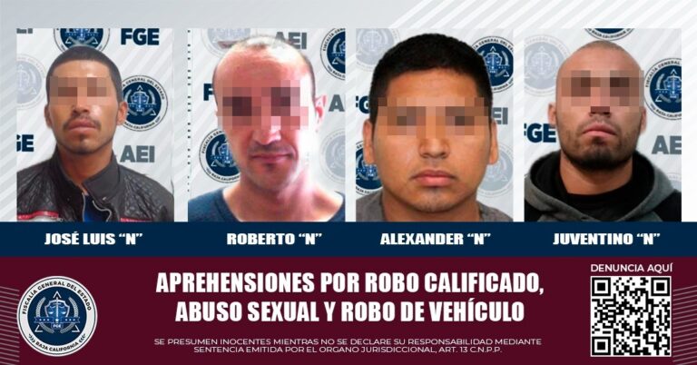 Cuatro personas fueron detenidas al cumplirse órdenes de aprehensión por diversos delitos