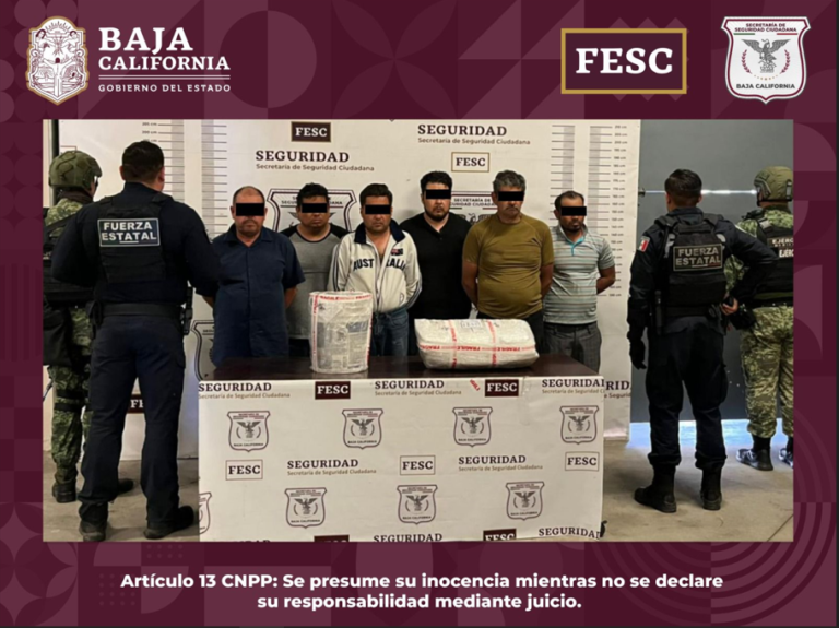 Detiene la FESC a seis hombres u les decomisa 28 kilos de metanfetamina