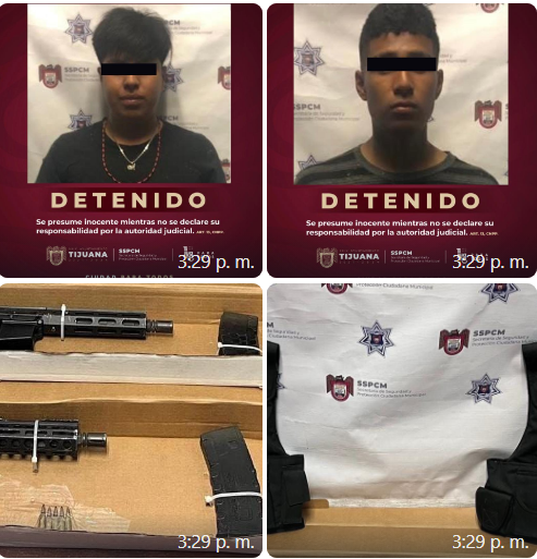Dos jóvenes de 18 años fueron detenidos con fusiles de asalto y chalecos balísticos