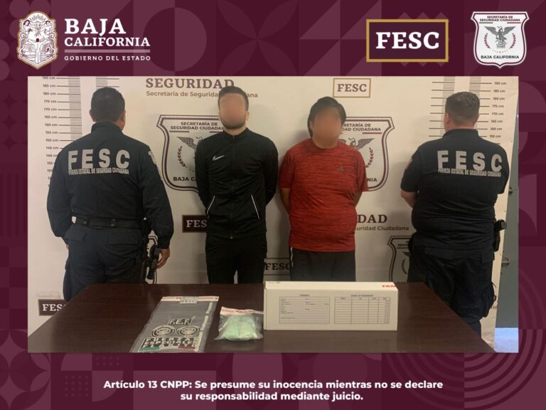 Asegura FESC a dos hombres en posesión de 4 mil pastillas de fentanilo