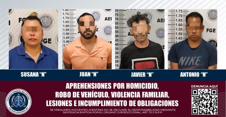 Elementos de la FGE detuvieron a cuatro sujetos que tenían orden de aprehensión