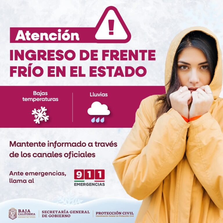 INFORMA PROTECCIÓN CIVIL BC INGRESO DE NUEVO FRENTE FRÍO