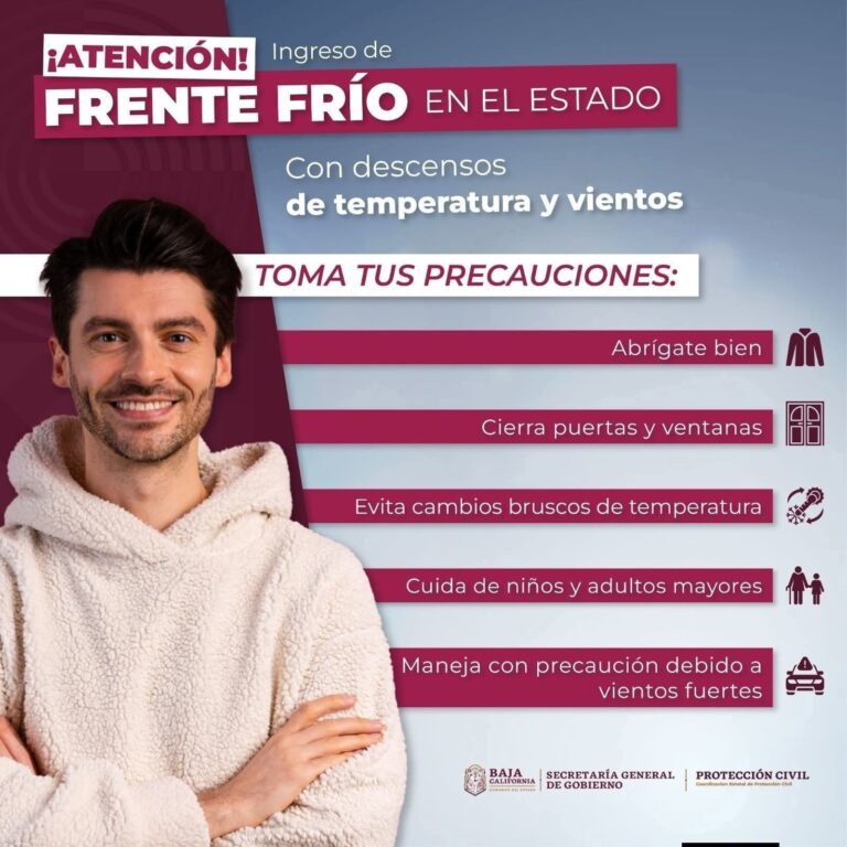 INFORMA PROTECCIÓN CIVIL BC INGRESO DE NUEVO FRENTE FRÍO