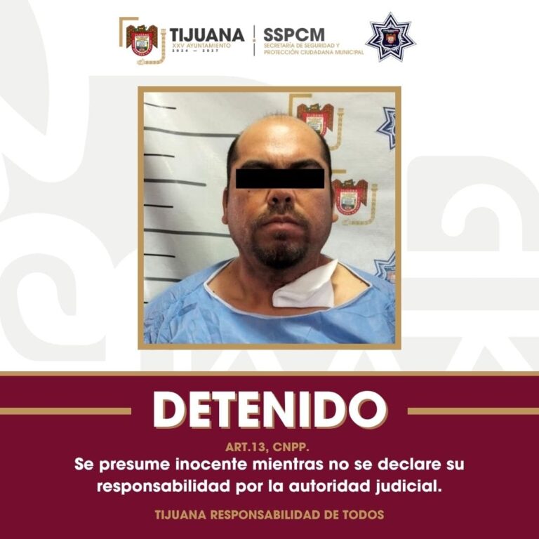 Asegura Policía Municipal de Tijuana a presunto responsable de feminicidio en grado de tentativa