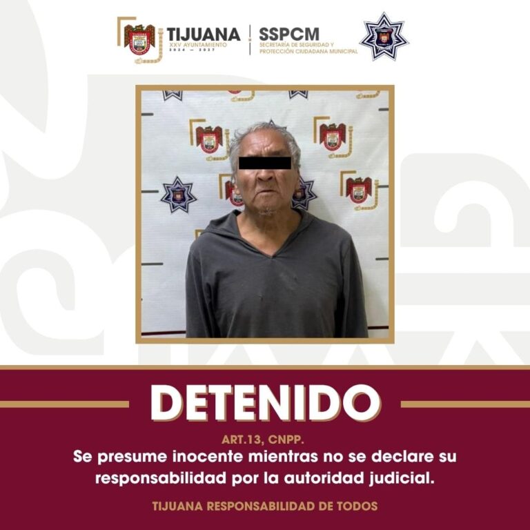 Detiene Policía Municipal de Tijuana a sujeto por presunto abuso sexual a menor en Ejido Francisco Villa