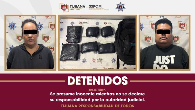 Frustra Policía Municipal caso de ‘mula ciega’; detienen a dos personas en operativo coordinado en Zona Norte